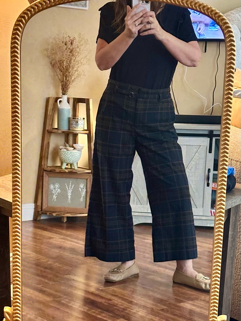 Ann Taylor Factory Plaid Culottes Wide Leg Crop Career Pants